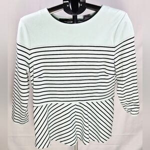 Talbots Striped Elevated Basic‎ Preppy Peplum Top, Large